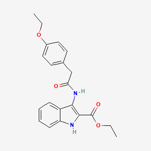 molecular formula C21H22N2O4 B2995550 ethyl 3-[[2-(4-ethoxyphenyl)acetyl]amino]-1H-indole-2-carboxylate CAS No. 850929-78-1