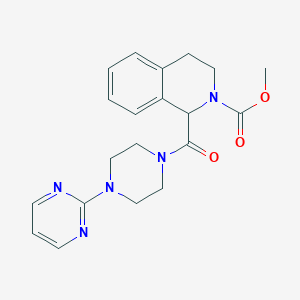 molecular formula C20H23N5O3 B2995668 methyl 1-(4-(pyrimidin-2-yl)piperazine-1-carbonyl)-3,4-dihydroisoquinoline-2(1H)-carboxylate CAS No. 1396559-49-1