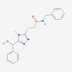 molecular formula C19H20N4O2S B299580 N~1~-BENZYL-2-({5-[HYDROXY(PHENYL)METHYL]-4-METHYL-4H-1,2,4-TRIAZOL-3-YL}SULFANYL)ACETAMIDE 