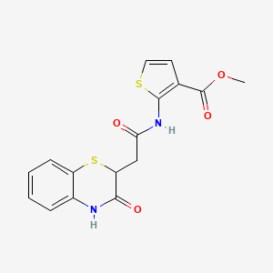 molecular formula C16H14N2O4S2 B2995805 methyl 2-{[(3-hydroxy-2H-1,4-benzothiazin-2-yl)acetyl]amino}thiophene-3-carboxylate CAS No. 881485-21-8
