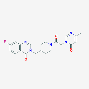 molecular formula C21H22FN5O3 B2995902 7-fluoro-3-({1-[2-(4-methyl-6-oxo-1,6-dihydropyrimidin-1-yl)acetyl]piperidin-4-yl}methyl)-3,4-dihydroquinazolin-4-one CAS No. 2415518-41-9