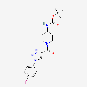 molecular formula C19H24FN5O3 B2995927 tert-butyl (1-{[1-(4-fluorophenyl)-1H-1,2,3-triazol-4-yl]carbonyl}piperidin-4-yl)carbamate CAS No. 1261005-71-3