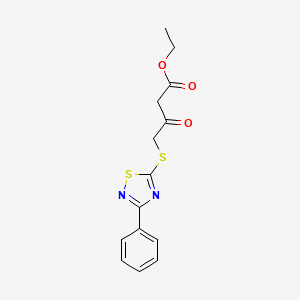 molecular formula C14H14N2O3S2 B2995928 Ethyl 3-oxo-4-[(3-phenyl-1,2,4-thiadiazol-5-yl)sulfanyl]butanoate CAS No. 864916-94-9