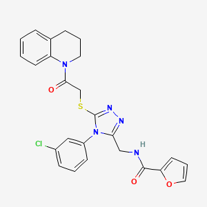 molecular formula C25H22ClN5O3S B2995975 N-((4-(3-chlorophenyl)-5-((2-(3,4-dihydroquinolin-1(2H)-yl)-2-oxoethyl)thio)-4H-1,2,4-triazol-3-yl)methyl)furan-2-carboxamide CAS No. 392684-79-6