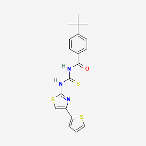 B2995986 4-(tert-butyl)-N-((4-(thiophen-2-yl)thiazol-2-yl)carbamothioyl)benzamide CAS No. 398998-11-3