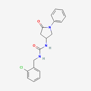 molecular formula C18H18ClN3O2 B2996025 1-[(2-chlorophenyl)methyl]-3-(5-oxo-1-phenylpyrrolidin-3-yl)urea CAS No. 891088-98-5