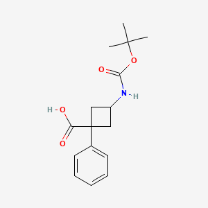 3-[(2-Methylpropan-2-yl)oxycarbonylamino]-1-phenylcyclobutane-1-carboxylic acid