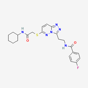 N-(2-(6-((2-(cyclohexylamino)-2-oxoethyl)thio)-[1,2,4]triazolo[4,3-b]pyridazin-3-yl)ethyl)-4-fluorobenzamide
