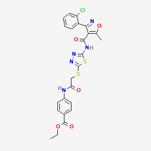 Ethyl 4-(2-((5-(3-(2-chlorophenyl)-5-methylisoxazole-4-carboxamido)-1,3,4-thiadiazol-2-yl)thio)acetamido)benzoate