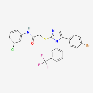 molecular formula C24H16BrClF3N3OS B2996317 2-((5-(4-bromophenyl)-1-(3-(trifluoromethyl)phenyl)-1H-imidazol-2-yl)thio)-N-(3-chlorophenyl)acetamide CAS No. 1226430-44-9