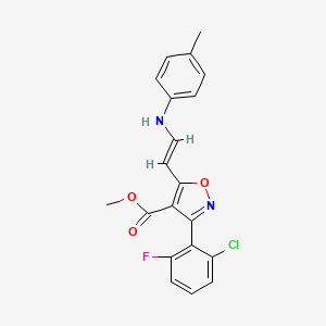 molecular formula C20H16ClFN2O3 B2996323 methyl 3-(2-chloro-6-fluorophenyl)-5-[(E)-2-[(4-methylphenyl)amino]ethenyl]-1,2-oxazole-4-carboxylate CAS No. 338417-65-5