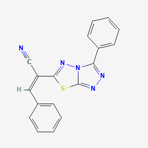 molecular formula C18H11N5S B2996332 (Z)-3-phenyl-2-(3-phenyl-[1,2,4]triazolo[3,4-b][1,3,4]thiadiazol-6-yl)acrylonitrile CAS No. 795291-24-6