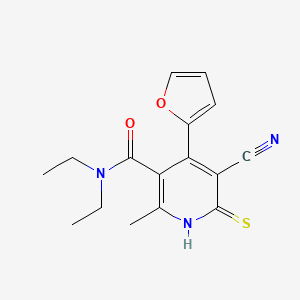 molecular formula C16H17N3O2S B2996334 5-cyano-N,N-diethyl-4-(furan-2-yl)-2-methyl-6-sulfanylidene-1H-pyridine-3-carboxamide CAS No. 851175-85-4