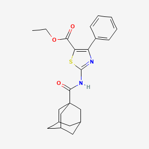 molecular formula C23H26N2O3S B2996420 ethyl 2-(adamantane-1-amido)-4-phenyl-1,3-thiazole-5-carboxylate CAS No. 305852-22-6