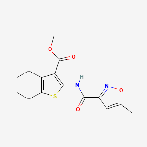 molecular formula C15H16N2O4S B2996465 Methyl 2-(5-methylisoxazole-3-carboxamido)-4,5,6,7-tetrahydrobenzo[b]thiophene-3-carboxylate CAS No. 915937-58-5