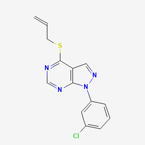 molecular formula C14H11ClN4S B2996533 1-(3-Chlorophenyl)-4-prop-2-enylsulfanylpyrazolo[3,4-d]pyrimidine CAS No. 893916-59-1