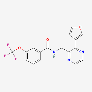molecular formula C17H12F3N3O3 B2996653 N-((3-(furan-3-yl)pyrazin-2-yl)methyl)-3-(trifluoromethoxy)benzamide CAS No. 2034316-29-3