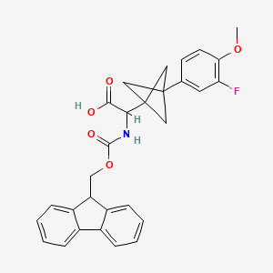 molecular formula C29H26FNO5 B2996769 2-(9H-Fluoren-9-ylmethoxycarbonylamino)-2-[3-(3-fluoro-4-methoxyphenyl)-1-bicyclo[1.1.1]pentanyl]acetic acid CAS No. 2287265-65-8