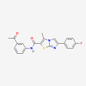 molecular formula C21H16FN3O2S B2996865 N-(3-acetylphenyl)-6-(4-fluorophenyl)-3-methylimidazo[2,1-b][1,3]thiazole-2-carboxamide CAS No. 852134-28-2