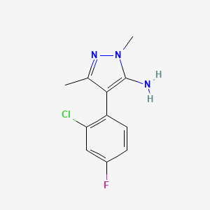 molecular formula C11H11ClFN3 B2996947 4-(2-chloro-4-fluorophenyl)-1,3-dimethyl-1H-pyrazol-5-amine CAS No. 1193511-96-4