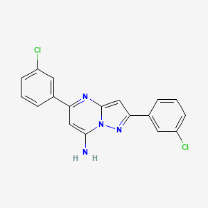 molecular formula C18H12Cl2N4 B2997006 2,5-Bis(3-chlorophenyl)pyrazolo[1,5-a]pyrimidin-7-amine CAS No. 941233-75-6