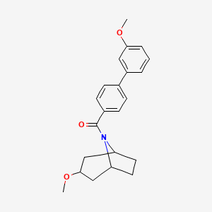 molecular formula C22H25NO3 B2997010 (3'-methoxy-[1,1'-biphenyl]-4-yl)((1R,5S)-3-methoxy-8-azabicyclo[3.2.1]octan-8-yl)methanone CAS No. 2309798-61-4