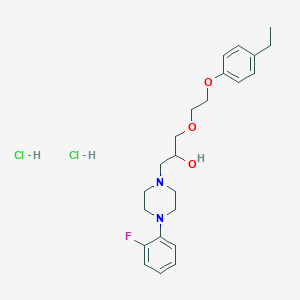 molecular formula C23H33Cl2FN2O3 B2997011 1-(2-(4-Ethylphenoxy)ethoxy)-3-(4-(2-fluorophenyl)piperazin-1-yl)propan-2-ol dihydrochloride CAS No. 1179481-21-0