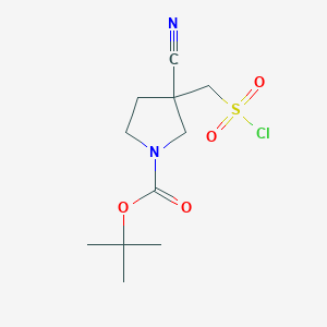molecular formula C11H17ClN2O4S B2997016 Tert-butyl 3-(chlorosulfonylmethyl)-3-cyanopyrrolidine-1-carboxylate CAS No. 2361645-23-8