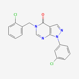 molecular formula C18H12Cl2N4O B2997061 1-(3-Chlorophenyl)-5-[(2-chlorophenyl)methyl]pyrazolo[3,4-d]pyrimidin-4-one CAS No. 895020-47-0