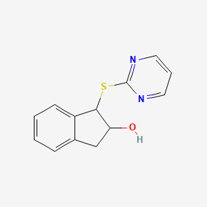molecular formula C13H12N2OS B2997079 1-(pyrimidin-2-ylsulfanyl)-2,3-dihydro-1H-inden-2-ol CAS No. 478032-63-2