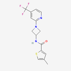 molecular formula C15H14F3N3OS B2997149 4-Methyl-N-[1-[4-(trifluoromethyl)pyridin-2-yl]azetidin-3-yl]thiophene-2-carboxamide CAS No. 2415518-09-9
