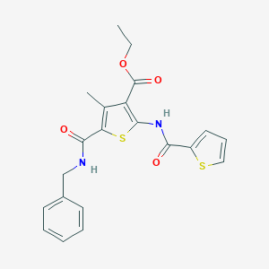 molecular formula C21H20N2O4S2 B299718 ethyl 5-[(benzylamino)carbonyl]-4-methyl-2-[(2-thienylcarbonyl)amino]-3-thiophenecarboxylate 