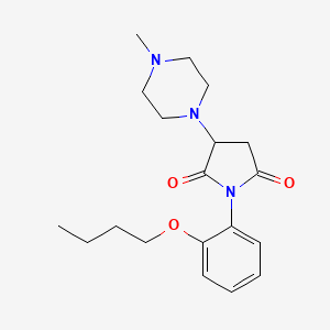 molecular formula C19H27N3O3 B2997227 1-(2-Butoxyphenyl)-3-(4-methylpiperazin-1-yl)pyrrolidine-2,5-dione CAS No. 881484-53-3