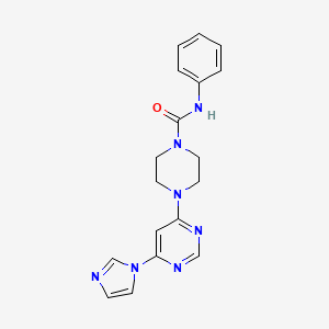 molecular formula C18H19N7O B2997249 4-(6-(1H-imidazol-1-yl)pyrimidin-4-yl)-N-phenylpiperazine-1-carboxamide CAS No. 1169994-48-2