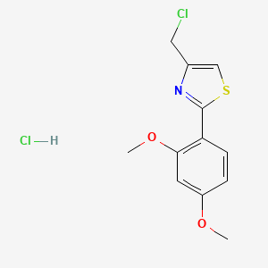molecular formula C12H13Cl2NO2S B2997255 4-(Chloromethyl)-2-(2,4-dimethoxyphenyl)-1,3-thiazole hydrochloride CAS No. 1052544-47-4
