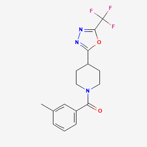 molecular formula C16H16F3N3O2 B2997278 m-Tolyl(4-(5-(trifluoromethyl)-1,3,4-oxadiazol-2-yl)piperidin-1-yl)methanone CAS No. 1396800-66-0