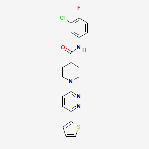 molecular formula C20H18ClFN4OS B2997317 N-(3-chloro-4-fluorophenyl)-1-[6-(thiophen-2-yl)pyridazin-3-yl]piperidine-4-carboxamide CAS No. 951484-13-2