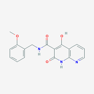 molecular formula C17H15N3O4 B2997326 4-hydroxy-N-[(2-methoxyphenyl)methyl]-2-oxo-1,2-dihydro-1,8-naphthyridine-3-carboxamide CAS No. 1251577-36-2