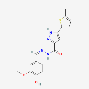 B2997349 (Z)-N'-(4-hydroxy-3-methoxybenzylidene)-3-(5-methylthiophen-2-yl)-1H-pyrazole-5-carbohydrazide CAS No. 403650-85-1