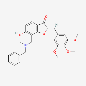 molecular formula C27H27NO6 B2997374 (Z)-7-((benzyl(methyl)amino)methyl)-6-hydroxy-2-(3,4,5-trimethoxybenzylidene)benzofuran-3(2H)-one CAS No. 859661-64-6