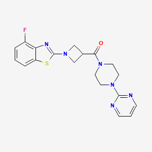 molecular formula C19H19FN6OS B2997402 (1-(4-Fluorobenzo[d]thiazol-2-yl)azetidin-3-yl)(4-(pyrimidin-2-yl)piperazin-1-yl)methanone CAS No. 1286717-17-6