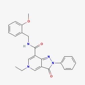 molecular formula C23H22N4O3 B2997404 5-ethyl-N-(2-methoxybenzyl)-3-oxo-2-phenyl-3,5-dihydro-2H-pyrazolo[4,3-c]pyridine-7-carboxamide CAS No. 923146-00-3