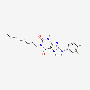 molecular formula C24H33N5O2 B2997455 8-(3,4-dimethylphenyl)-1-methyl-3-octyl-7,8-dihydro-1H-imidazo[2,1-f]purine-2,4(3H,6H)-dione CAS No. 872843-06-6