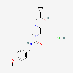 molecular formula C18H28ClN3O3 B2997460 4-(2-cyclopropyl-2-hydroxyethyl)-N-(4-methoxybenzyl)piperazine-1-carboxamide hydrochloride CAS No. 1396850-32-0
