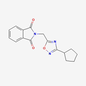 molecular formula C16H15N3O3 B2997462 2-((3-Cyclopentyl-1,2,4-oxadiazol-5-yl)methyl)isoindoline-1,3-dione CAS No. 1809501-28-7