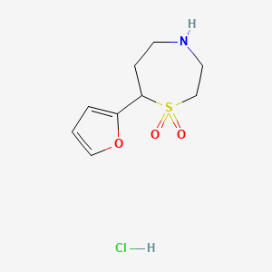 molecular formula C9H14ClNO3S B2997465 7-(Furan-2-yl)-1lambda6,4-thiazepane-1,1-dione hydrochloride CAS No. 2097937-69-2