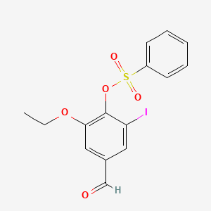 molecular formula C15H13IO5S B2997466 2-Ethoxy-4-formyl-6-iodophenyl benzenesulfonate CAS No. 431999-59-6