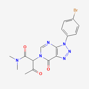 molecular formula C16H15BrN6O3 B2997468 2-(3-(4-bromophenyl)-7-oxo-3H-[1,2,3]triazolo[4,5-d]pyrimidin-6(7H)-yl)-N,N-dimethyl-3-oxobutanamide CAS No. 893922-85-5