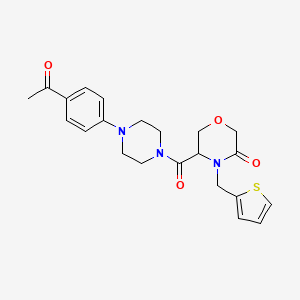 molecular formula C22H25N3O4S B2997472 5-(4-(4-Acetylphenyl)piperazine-1-carbonyl)-4-(thiophen-2-ylmethyl)morpholin-3-one CAS No. 1421444-87-2