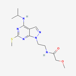 molecular formula C14H22N6O2S B2997542 N-(2-(4-(isopropylamino)-6-(methylthio)-1H-pyrazolo[3,4-d]pyrimidin-1-yl)ethyl)-2-methoxyacetamide CAS No. 953994-91-7